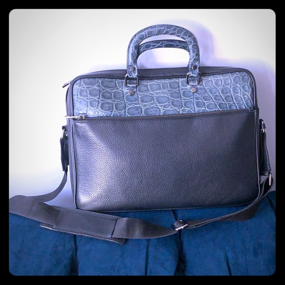 Exotic Crocodile Skinned Bag Dyed Blue Used